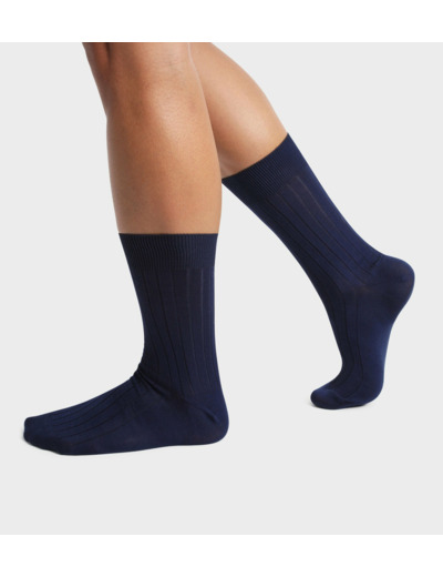 Lot de 2 paires de chaussettes homme Bleu Marine en fil d’Écosse Dim