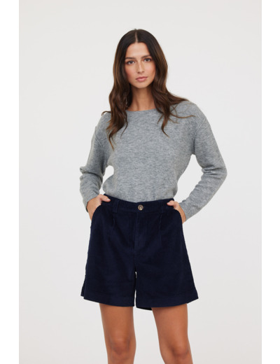 Short en velours grosses côtes, plis devant