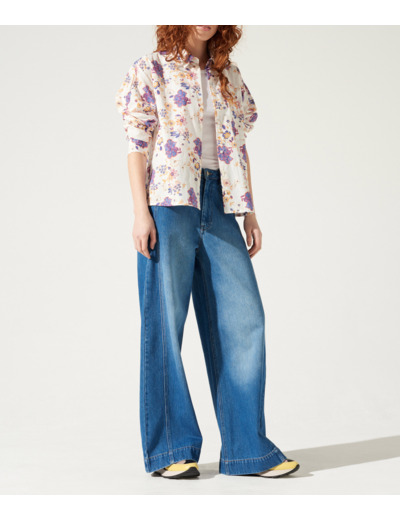 Chemise empreinte d indigo