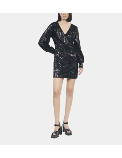 Robe À Sequins Courte Noire black
