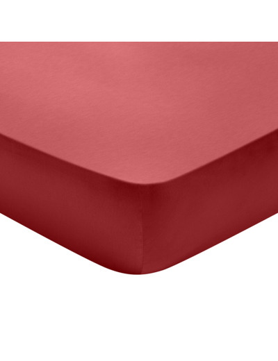 Drap housse Partition Satin de coton Coloris Rouge