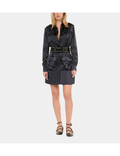 Robe Saharienne Courte Bleu Marine bleu