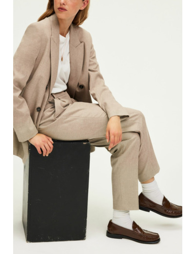 Veste croisée en flanelle unie - MARJORIE