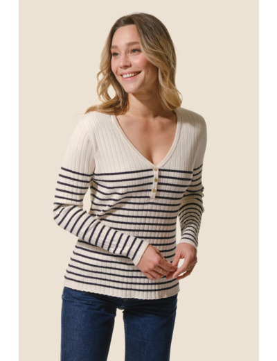 Pull femme avec col V Flavie