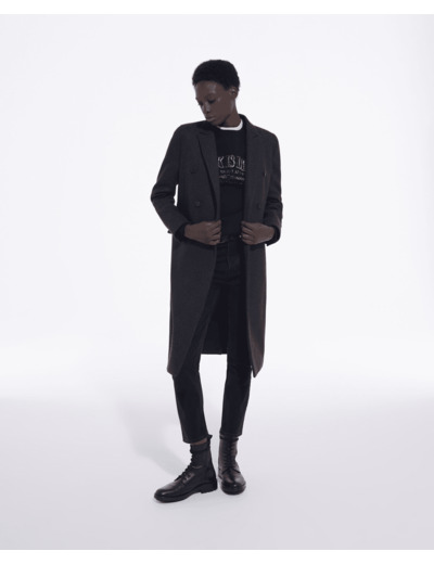 Manteau Croise Revers A Pointe grey