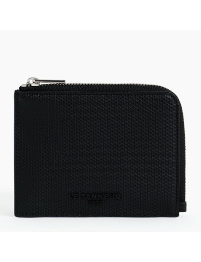 Porte cartes moyen zippé Emile en cuir signature T
