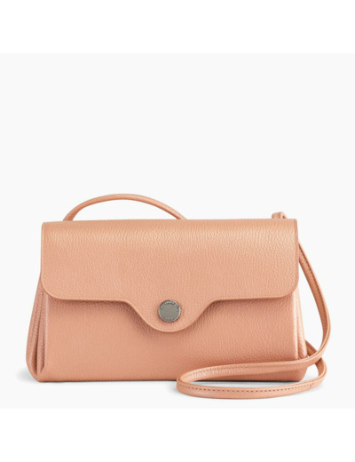 Pochette à rabat avec bandoulière amovible Sans couture en cuir grainé