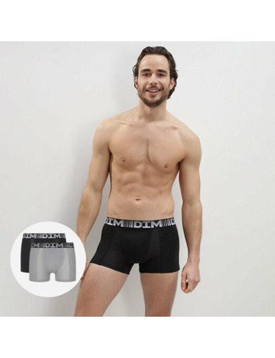 Lot de 2 boxers homme respirants Noir Gris Perle 3D Flex Air