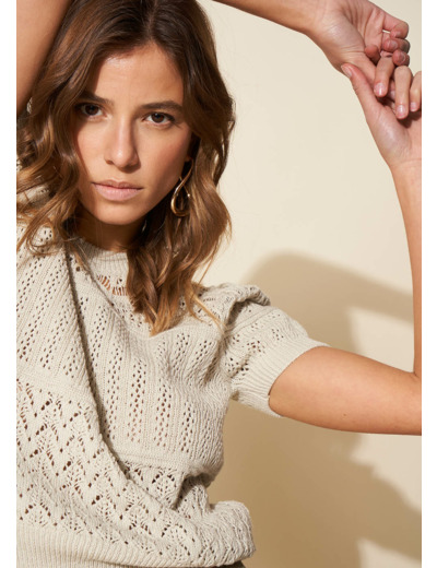 Pull col rond manches courtes