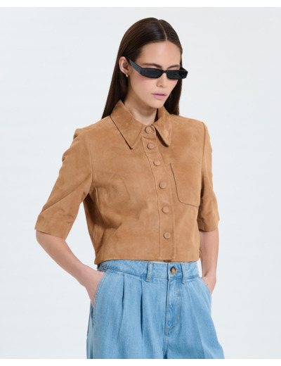 Chemise courte beige