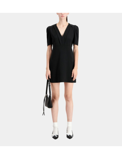 Robe Courte Passepoil Cuir black