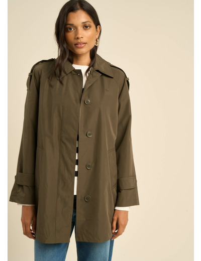 Trench mi-cuisse en matière déperlante