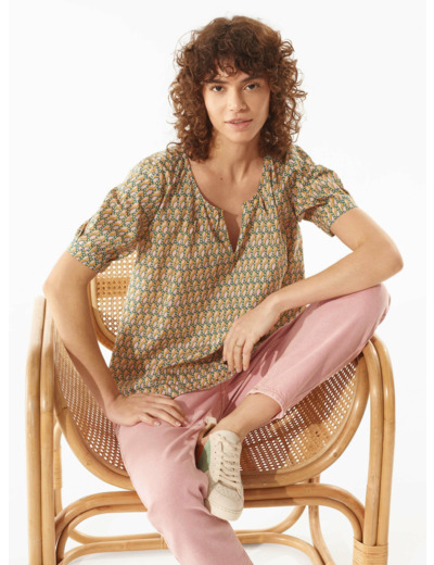 Blouse rose / moutarde