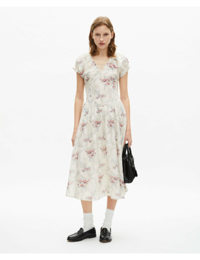 Robe Longue Imprimee off white / pink