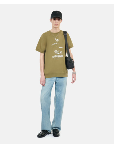 Sweatshirt Kaki Manches Courtes Sérigraphie Kooples Fever olive