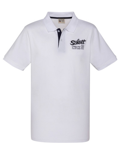 Polo avec logo brodé et patte contrastée