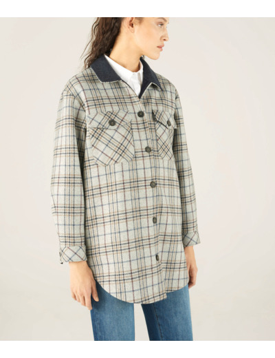 Veste carreaux gris clair