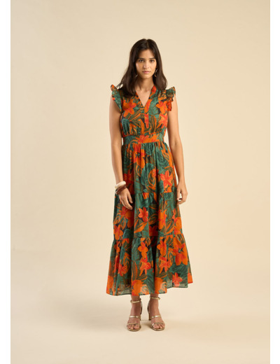 Robe longue imprimée végétal