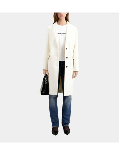 Manteau Classic 3 Boutons Sous Col Cuir ecru