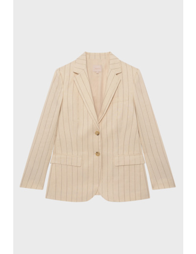 Blazer à rayures dorées en lin et coton - REYNA