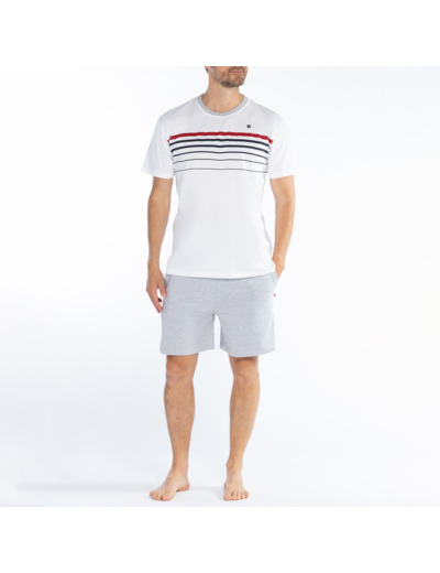 Pyjashort homme PURE blanc/gris