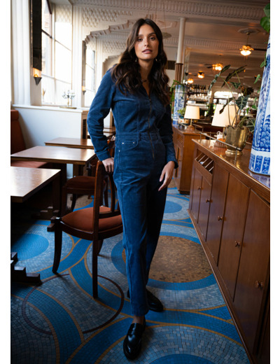 Combi pantalon en velours côtelé à manches longues