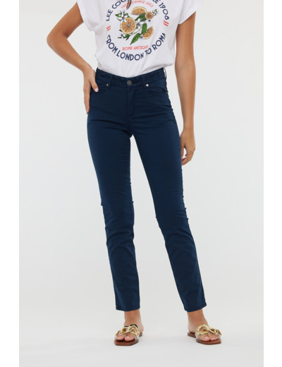 Pantalon straight fit, coupe droite, taille haute