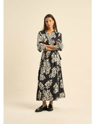 Robe longue imprimée portefeuille