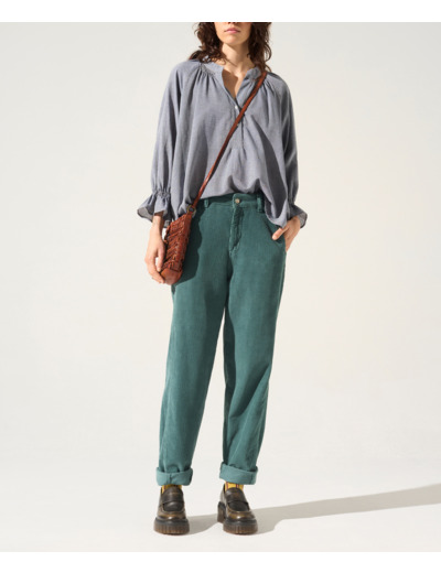 Jean velours vert de gris