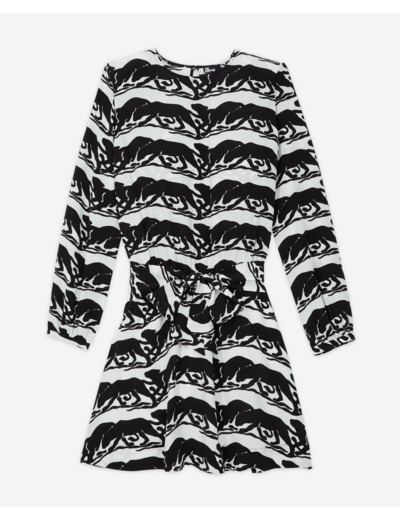 Robe Courte Avec Ceinture Imprimée black / white