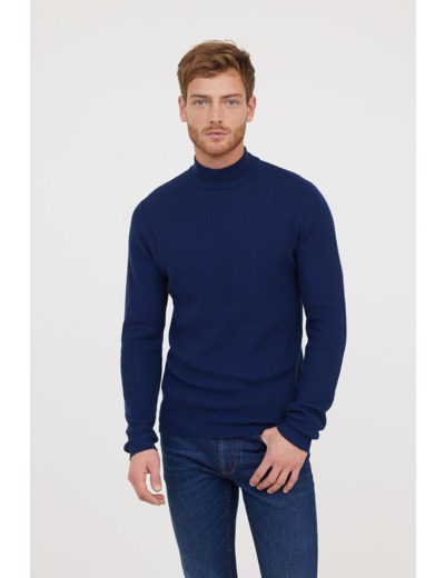 Pull col cheminée détail maille fantaisie