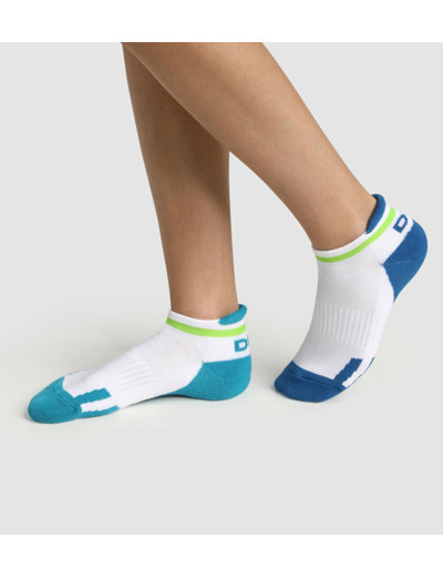 Lot de 2 paires de socquettes enfant rétro Bleu Vert Dim Sport