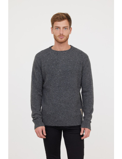 Pull en laine col rond effet moucheté