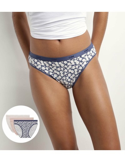 Lot de 3 slips femme en coton stretch à motif floral Rose Les Pockets