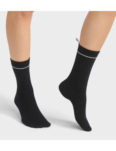 Chaussettes unisexe en coton modal côtelé Noir Dim Icons