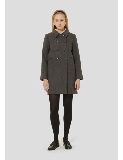 Manteau Marceau Gris Chine en Laine Froide