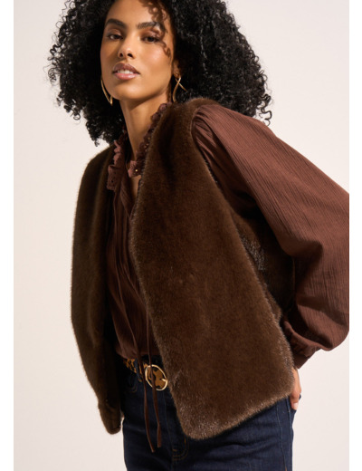 Gilet sans manches en fausse fourrure