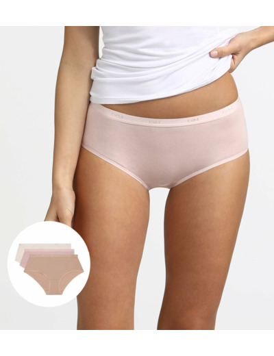 Lot de 3 Boxers peau/rose/nacre Les Pockets Coton