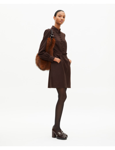 Robe courte en laine marron chocolate