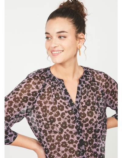 Chemise à manches 3/4 à imprimé