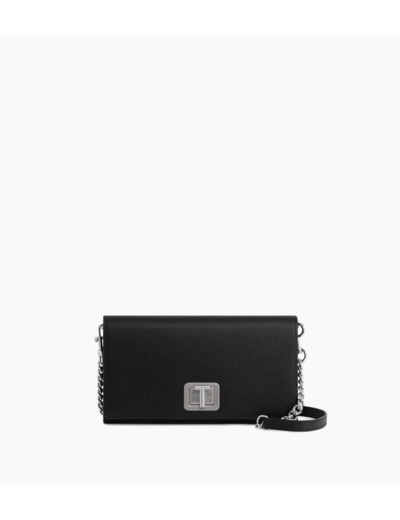 Pochette tout en un avec bandoulière amovible Eva en cuir grain caviar