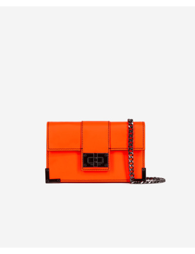 Petite Pochette Emily En Cuir Fluo orange fluo