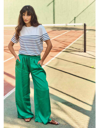 Pantalon large en satin