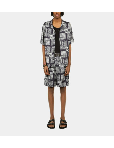 Chemise Imprimée Manches Courtes navy / white