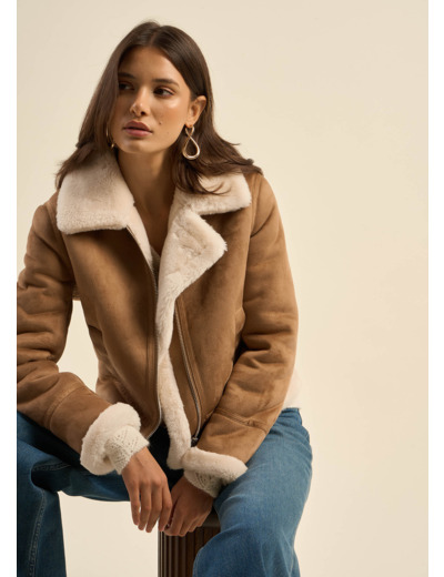 Blouson en fausse peau lainée