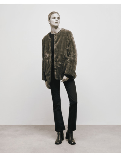 Veste Reversible Fausse Fourrure Et Nylon algue