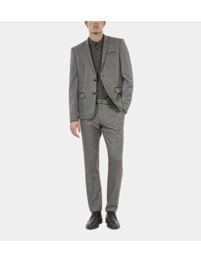 Veste De Costume Pied De Poule Noir Et Blanc black grey