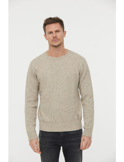 Pull en laine col rond effet moucheté