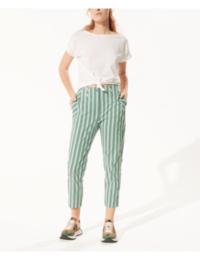 Pantacourt rayure menthe