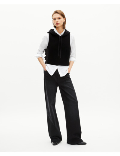 Pull sans manches en laine et coton noir black